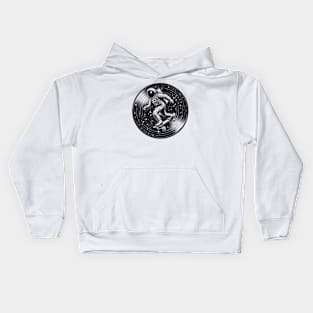 Astronaut Skateboarding On A Vinyl Record Kids Hoodie